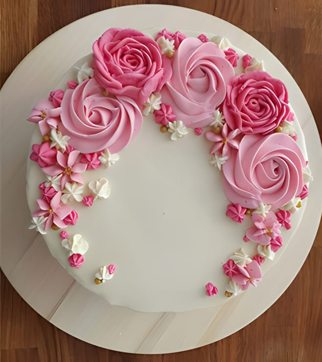 Pink Floral Wreath Cake
