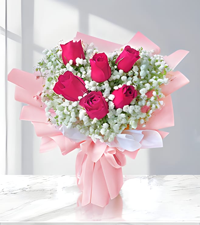 Charming Pink Rose Bouquet