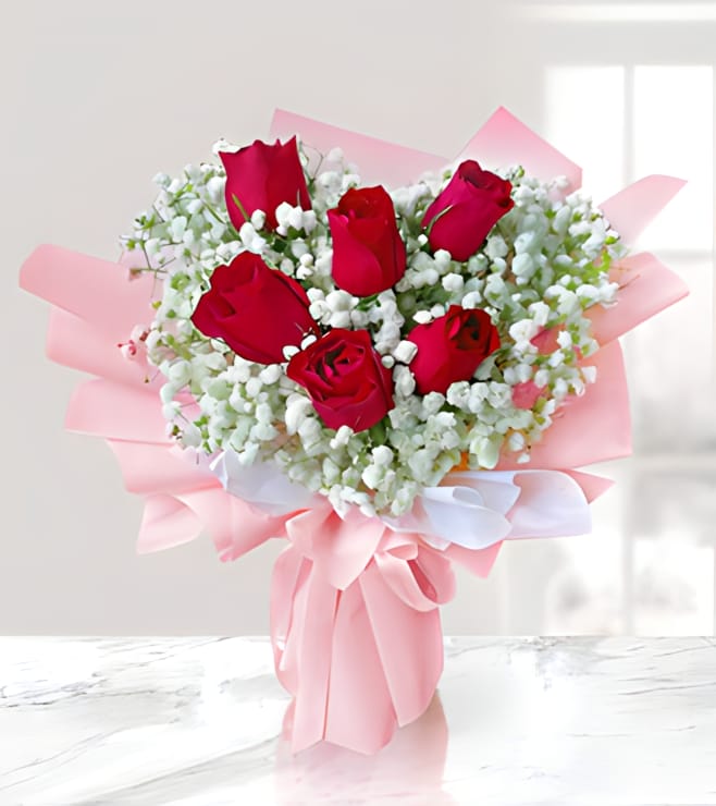 Charming Red Rose Bouquet, Roses