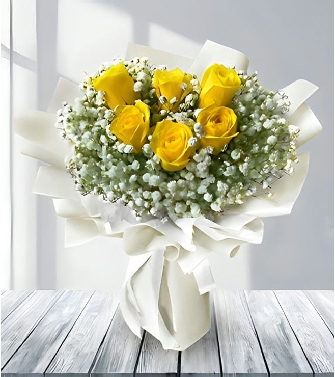 Charming Yellow Rose Bouquet, Hand-Bouquets