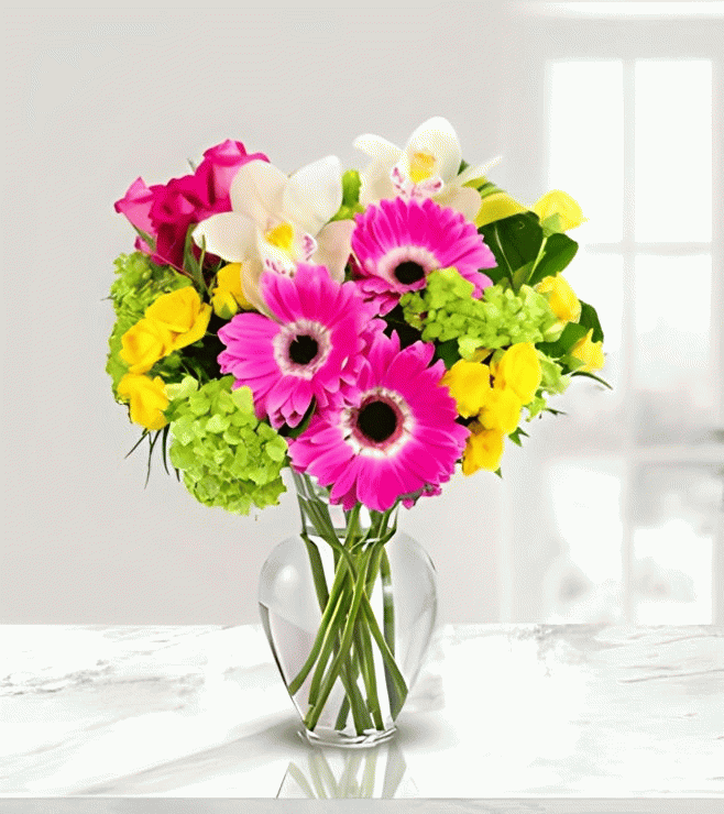 Cheerful Celebrations Bouquet, Valentine Flowers