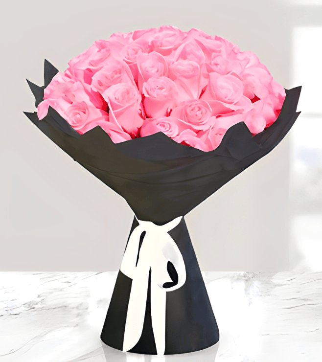 Cheerful Blush Rose Bouquet, Mother's Day