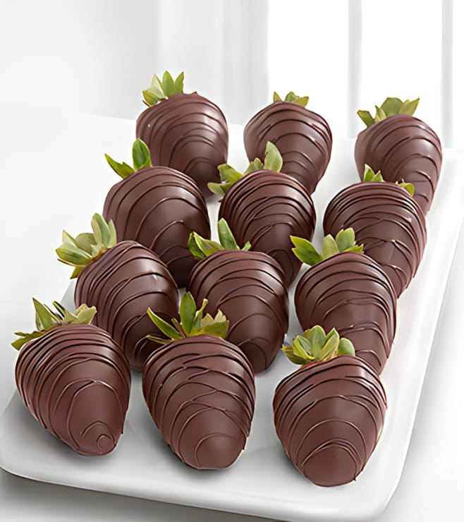 Black Magic - Dozen Dark Chocolate Covered Strawberries, Business Gifts