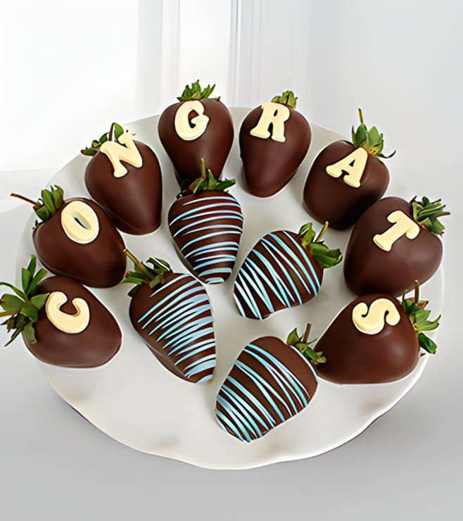 Chocolate Dipped Congratulations Berry Gram, Chocolate Covered Strawberries
