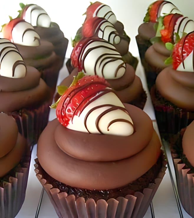 Chocolate-Dipped Strawberry Cupcakes