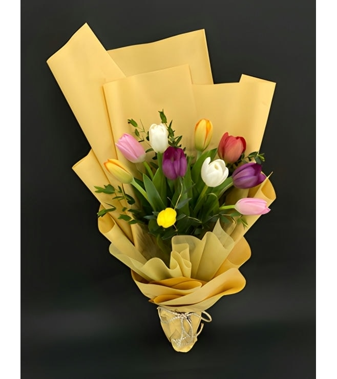 Colorful Tulip Blossom Bouquet, Hand-Bouquets