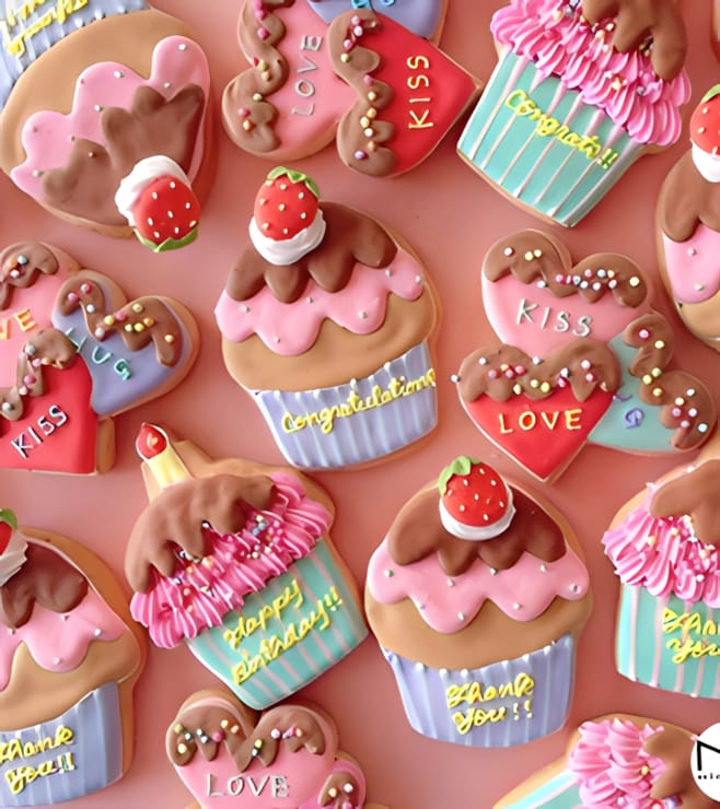 Cupcake Design Birthday Cookies