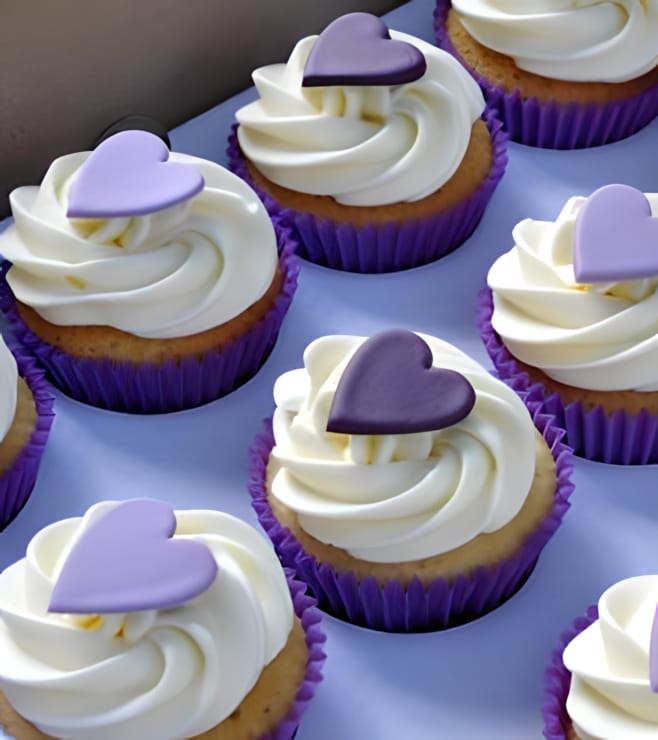 Lilac Hearts Dozen Cupcake