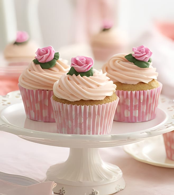 Delicate Cream Rose Cupcakes