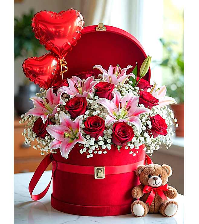 Cupid Keepsake Hatbox, Flowers