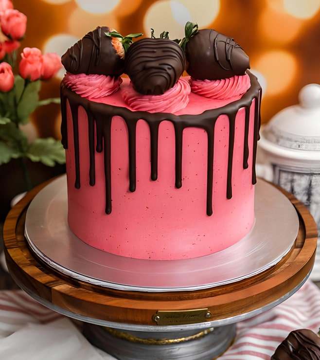 Dipped Strawberry Pink Cake