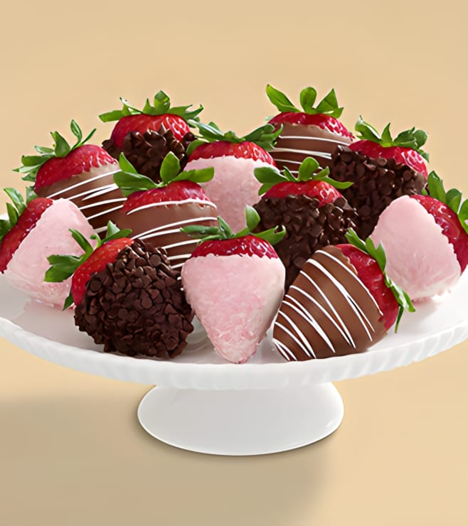 'Berry' Happy Anniversary - Dozen Dipped Strawberries, Boxes of Chocolate Covered Fruit