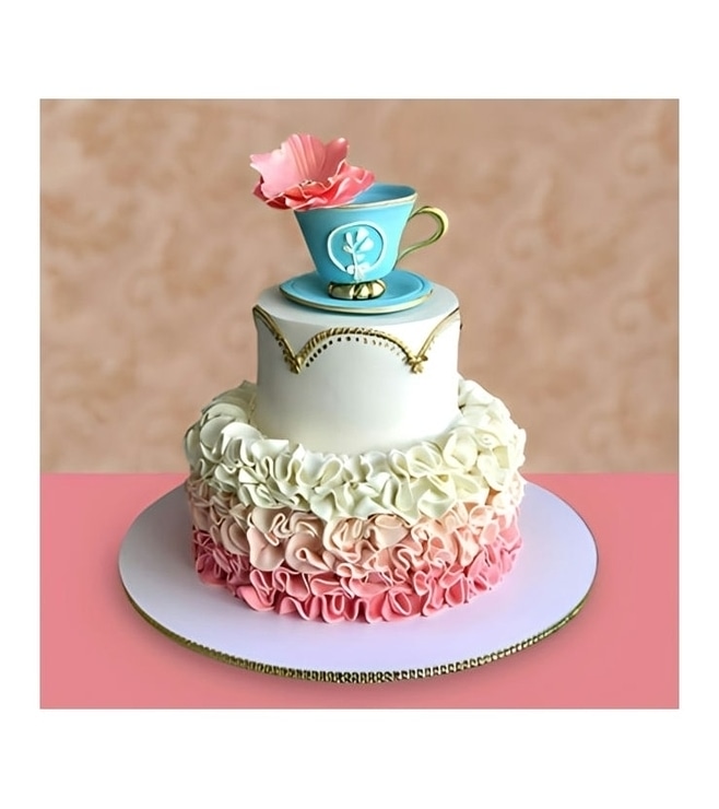 Dreamy Pink Tea Party Cake, Customized Cakes