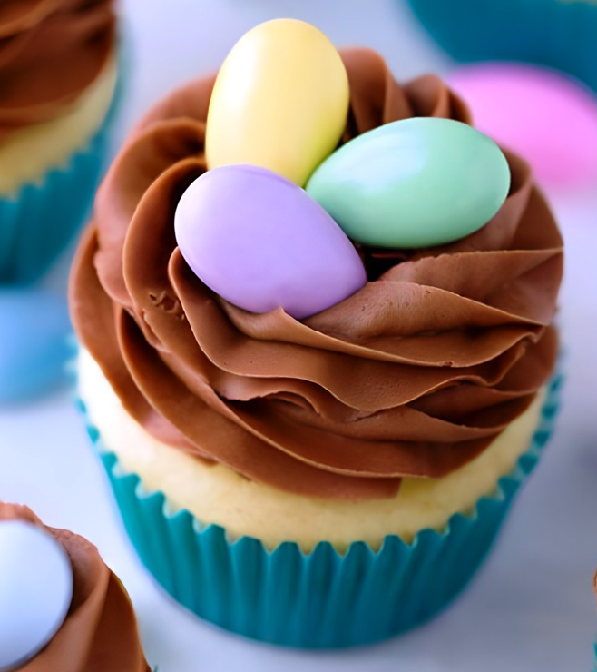 Easter Egg Nest Cupcakes, Pink