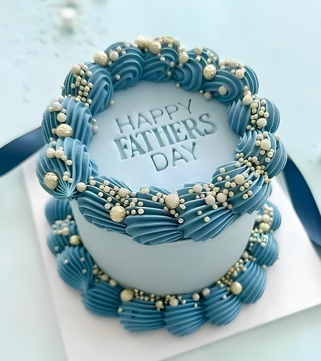 Elegant Blue Rosette Cake