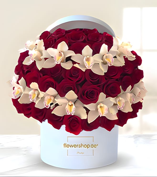 Elysian Rose Orchid Hatbox, Valentine's Day