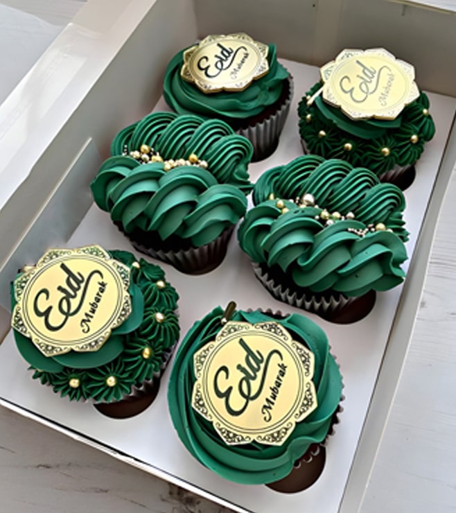 Festive Green Eid Cupcakes