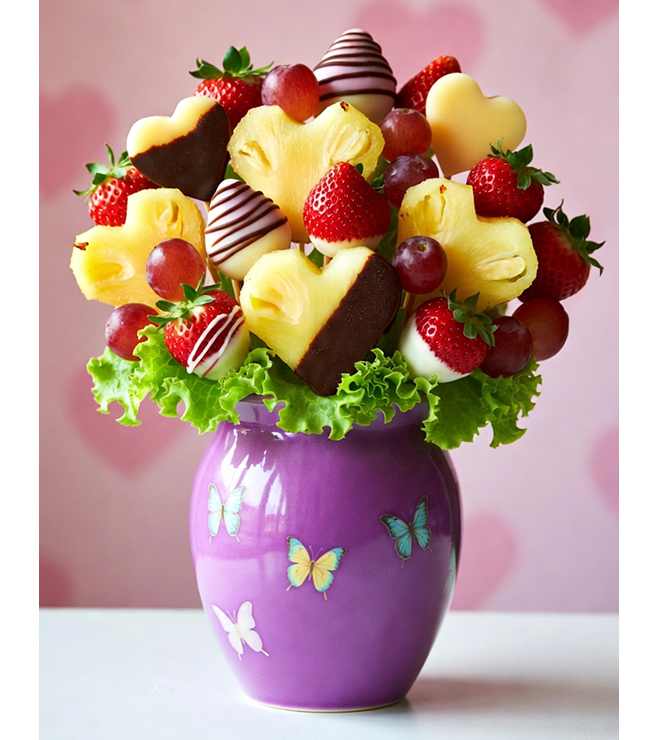 Fluttering Hearts Fruit Bouquet, Christmas Gifts