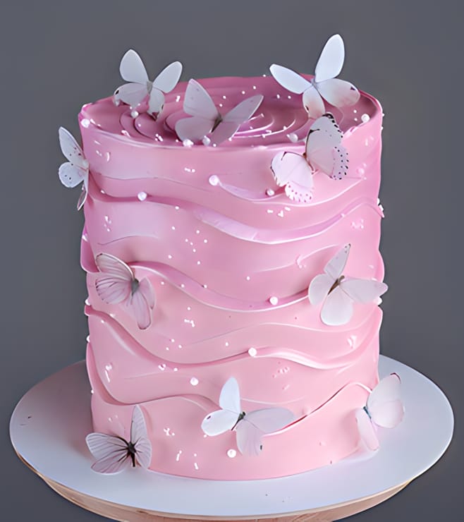 Fluttering Butterflies Pink Cake