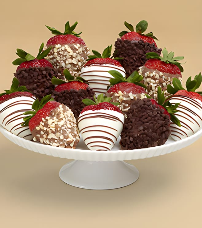 Nuts About Chocolate Covered Strawberries - Dozen, Sympathy