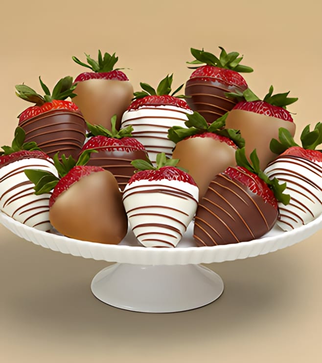 Luxurious Strawberry Bliss - Dipped Dozen, Boxes of Chocolate Covered Fruit