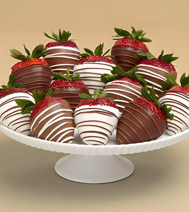 Swizzled Berries - Dozen Dipped Strawberries, Chocolate Covered Strawberries