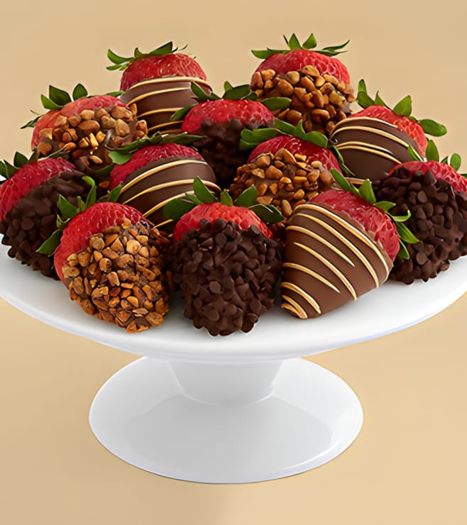 Devil's Kiss - Dozen Dipped Strawberries, Chocolate Covered Strawberries