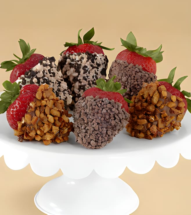 Sprinkles Overload - 6 Dipped Strawberries, Chocolate Covered Strawberries