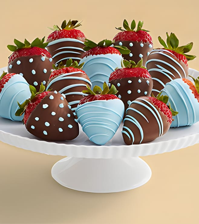 True Blue - Dozen Dipped Strawberries, Chocolate Covered Strawberries