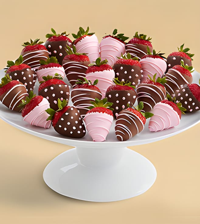 Tickled Pink - Two Dozen Dipped Strawberries, Chocolate Covered Strawberries
