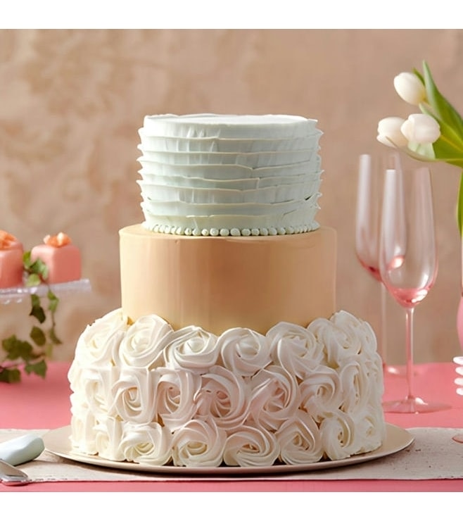 Golden Shimmer Rosette Cake