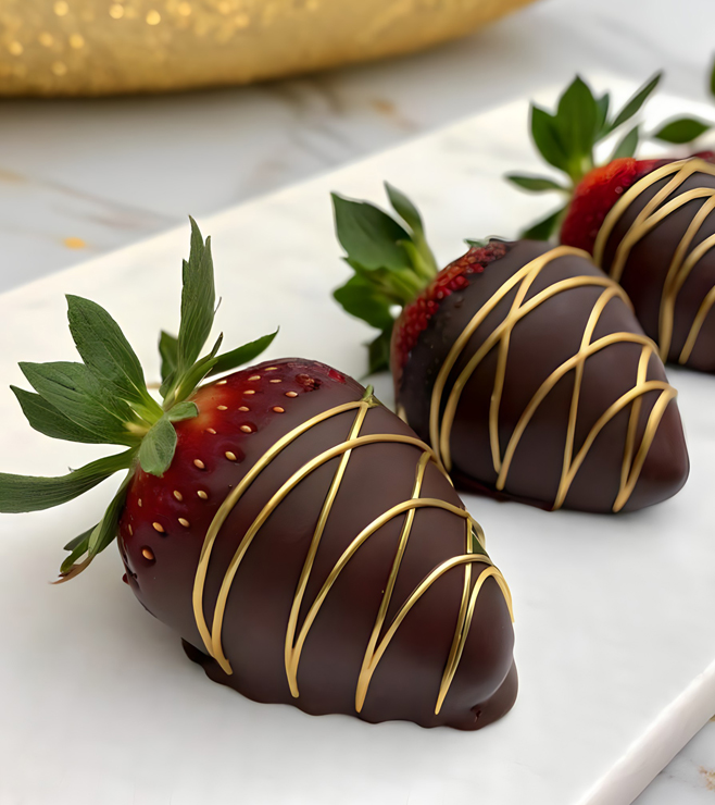 Gold-Laced Dipped Strawberries