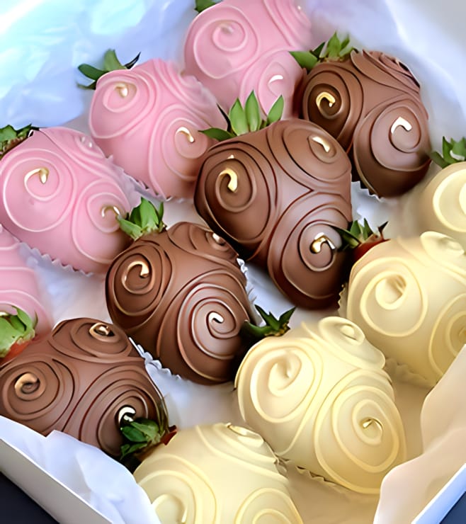 Graceful Swirls Dipped Strawberries