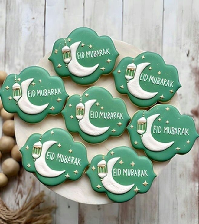 Green Eid Mubarak Cookies
