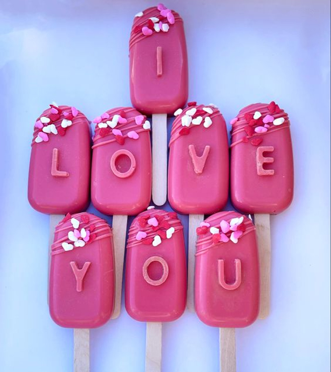 I Love You Pink Cakesicles