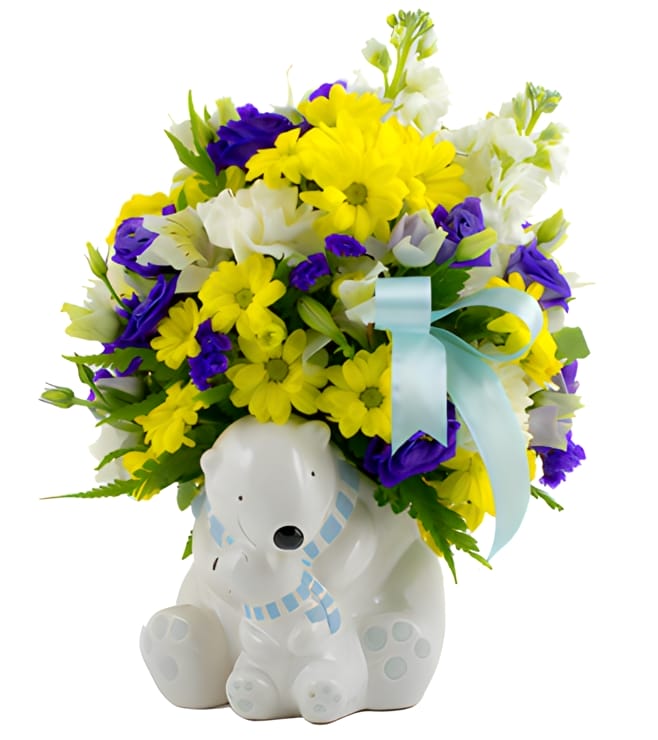 Baby Boy Cuddle Bear Bouquet, New Baby