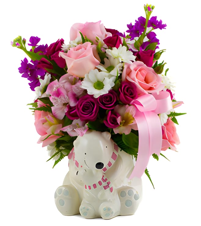 Baby Girl Cuddle Bear Bouquet, New Baby