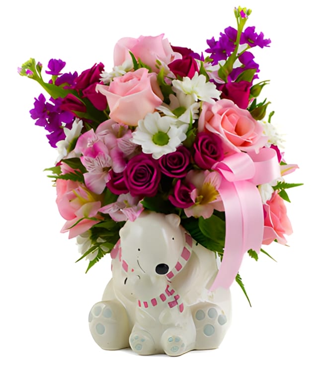 Baby Girl Cuddle Bear Bouquet