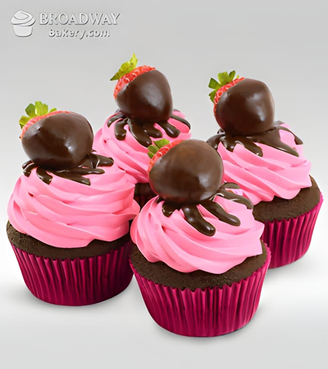 Strawberry Burst - 4 Cupcakes, Cupcakes