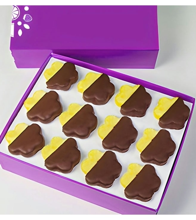 Chocolate Dipped Pineapple Daisies Box - Dozen, Business Gifts