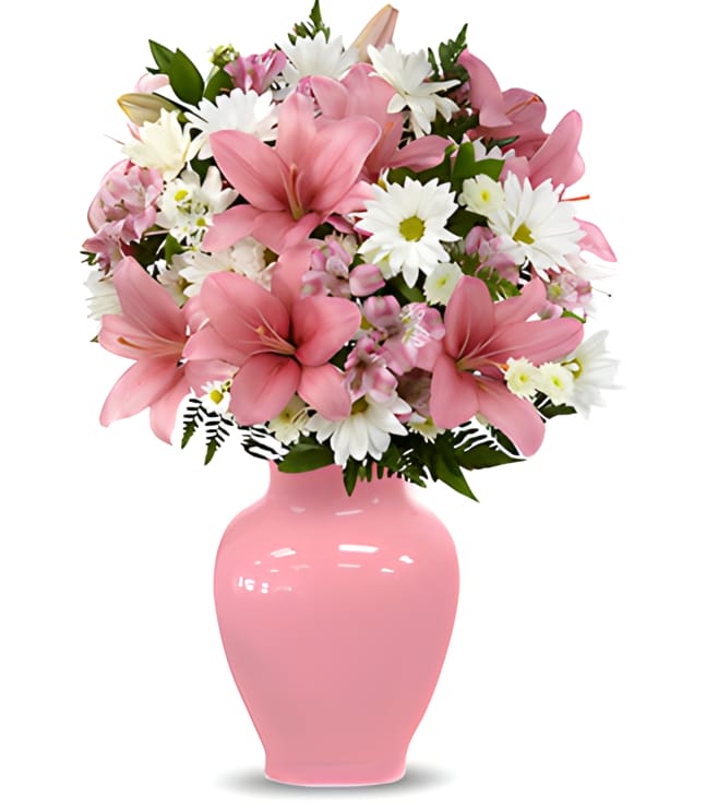 In the Presence of Pink Mixed Bouquet, Lillies