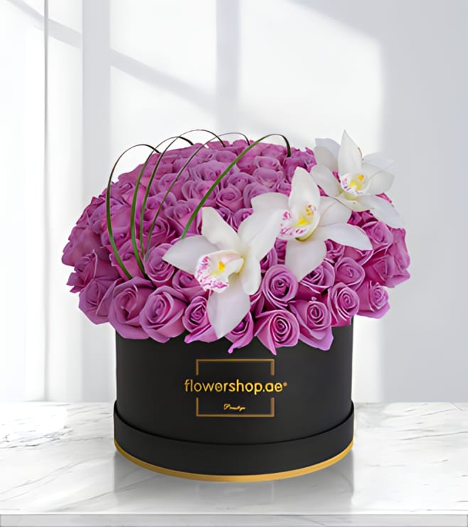 Luxurious Purple Rose and Orchid Harmony, Roses