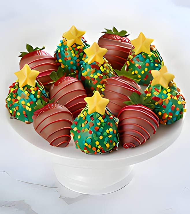 Merry & Bright Dipped Strawberries, Christmas Gifts