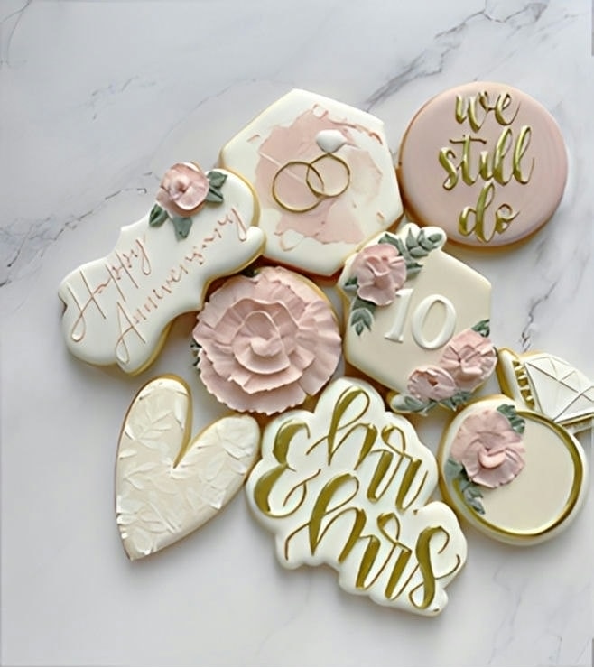 Mr. & Mrs. Anniversary Cookies, White