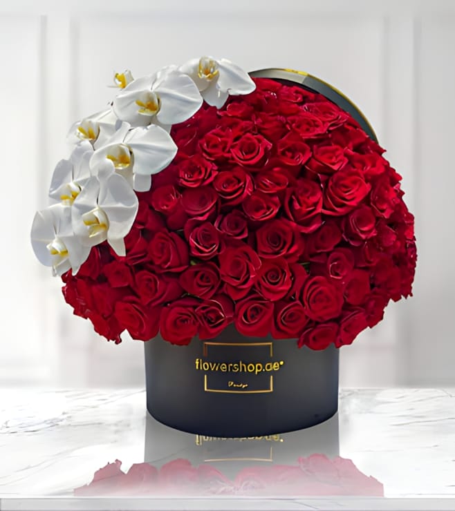 Paint the Town Red Hatbox, Valentine Flowers