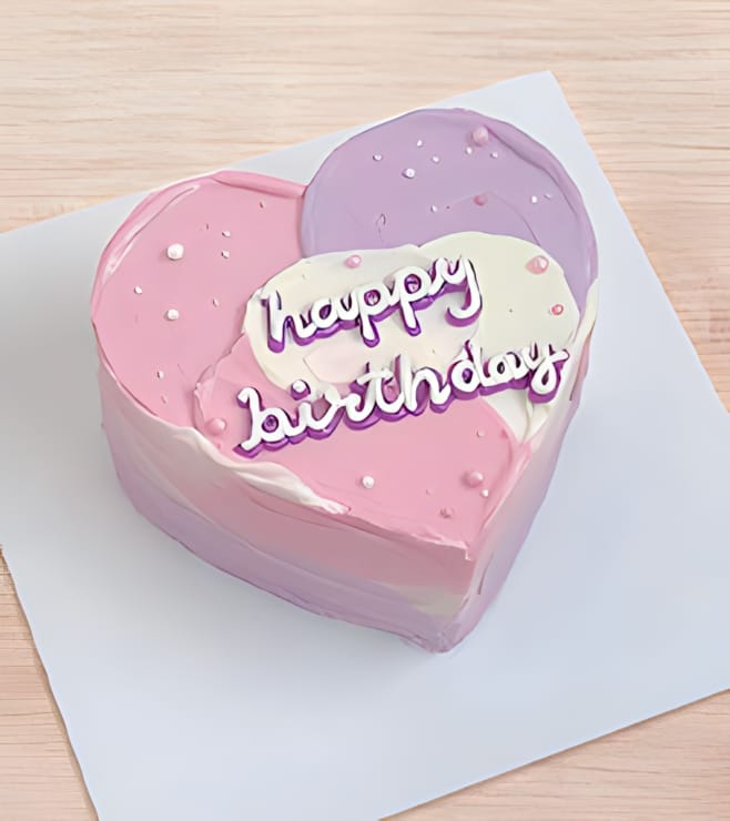 Pastel Heart Birthday Cake