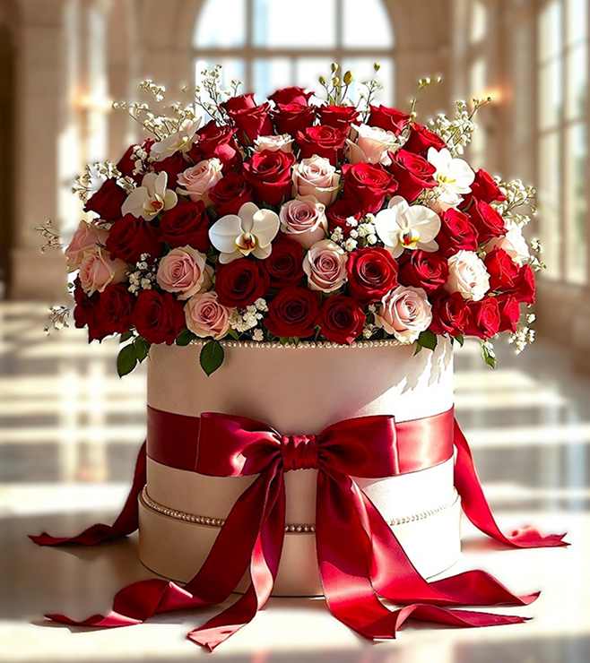 Perfect Lovebirds Hatbox, Flowers