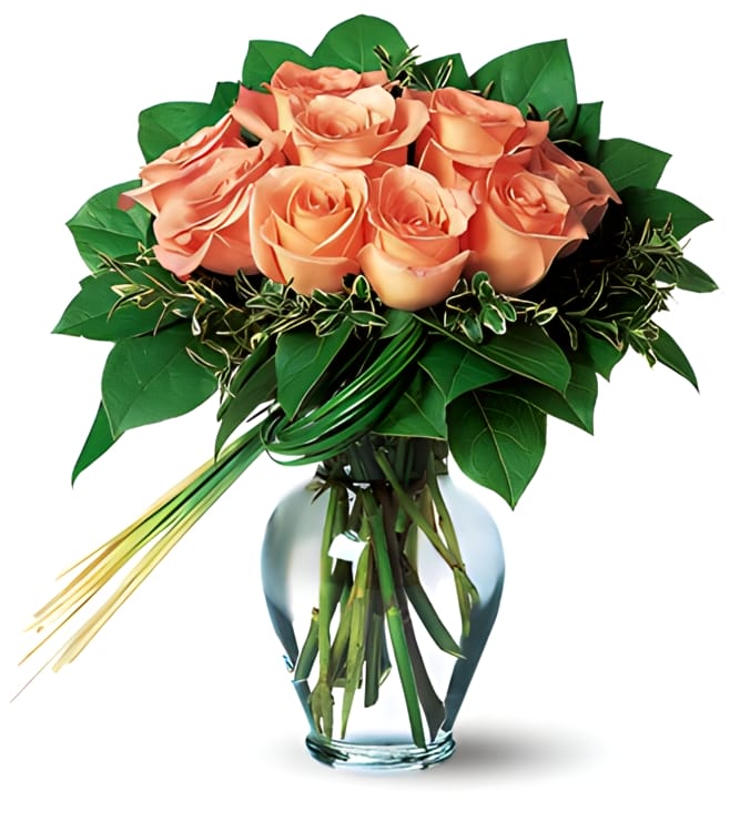 Perfectly Peachy Roses, Green