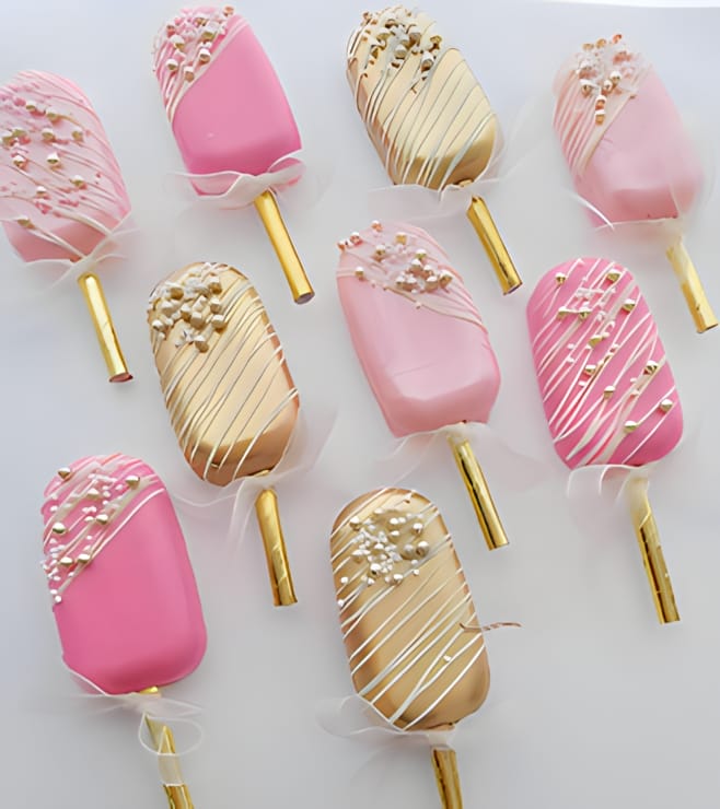 Pink & Gold Cakesicles