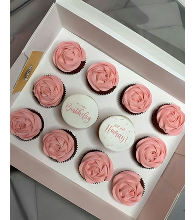 Pink Birthday Swirls Cupcakes